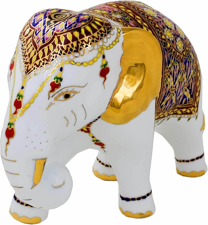 NOVICA White Animal Themed Ceramic Sculpture 'Elegant Elephant'