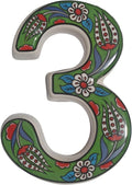 Large Ceramic Housewarming Sign Ceramic Address Plaque House Numbers Sign Door Personalized Coloured Decorative Hand Decoratede Housewarming Gifts Tulip Design 12 * 9 cm (Green, 3)