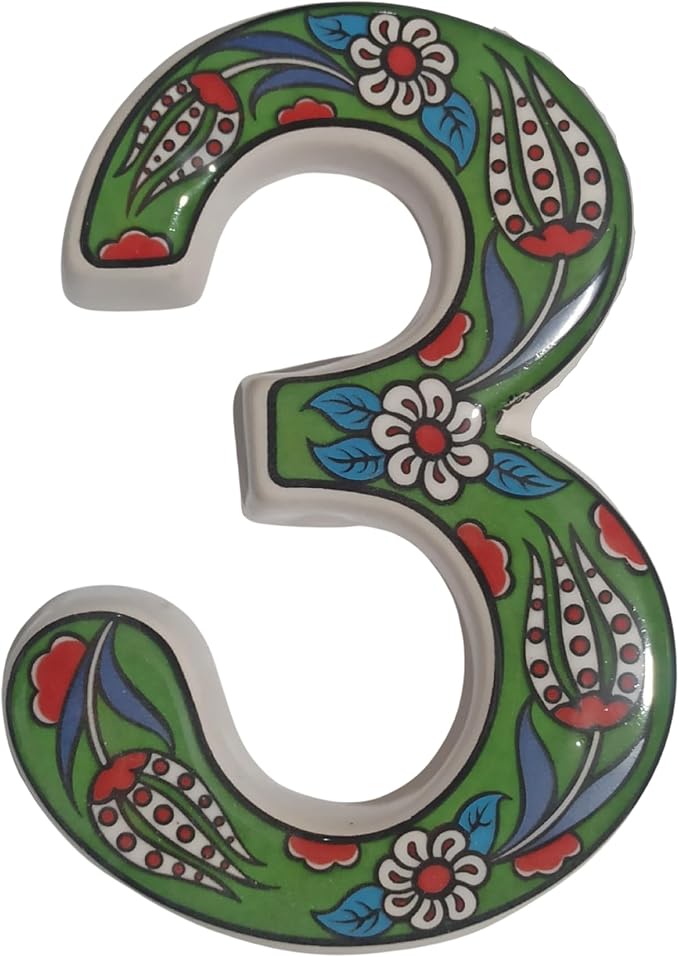 Large Ceramic Housewarming Sign Ceramic Address Plaque House Numbers Sign Door Personalized Coloured Decorative Hand Decoratede Housewarming Gifts Tulip Design 12 * 9 cm (Green, 3)