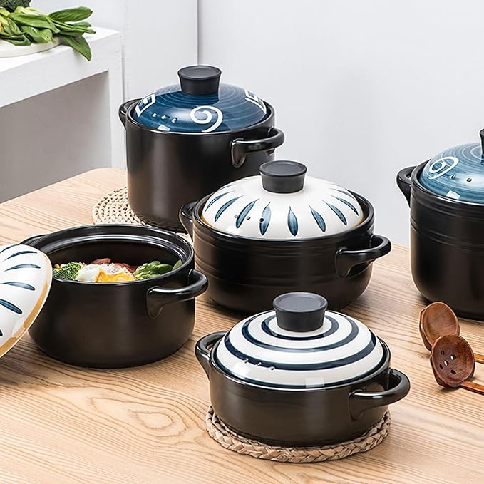 Large Ceramic Bowls, 1 Pc ceramic casserole boiling pot Porcelain Hot Pot Pot korean stone pot Oven enamelware cookware - Soup Pot induction ceramics -20.5X20.5X7CM(1.5L)