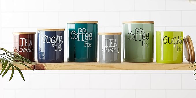 DII Kitchen Accessories Retro Collection Ceramics, Canister Set, Cinnamon, 3 Piece