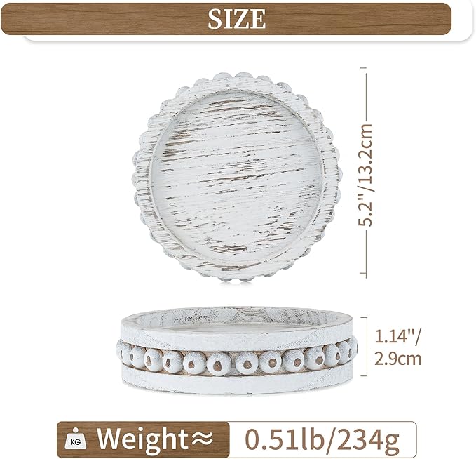 Hanobe Candle Holder for Pillar Candles: Set of 3 Rustic Farmhouse Wooden Candlestick Holders - Whitewashed Candle Stand for Table Centerpieces Fireplace Mantel Home Decor