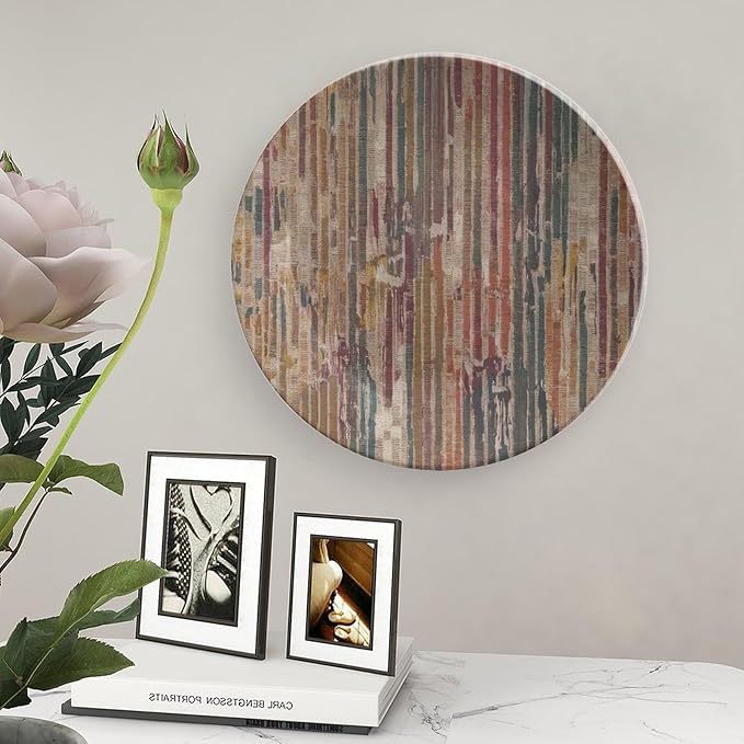 Christmas Plates Ceramic for Display Rainbow Stripes Abstract Display Wedding Supplies Chinese Plates with Display Stand Customize Gifts for Men Women, 6", 7", 8", 10"