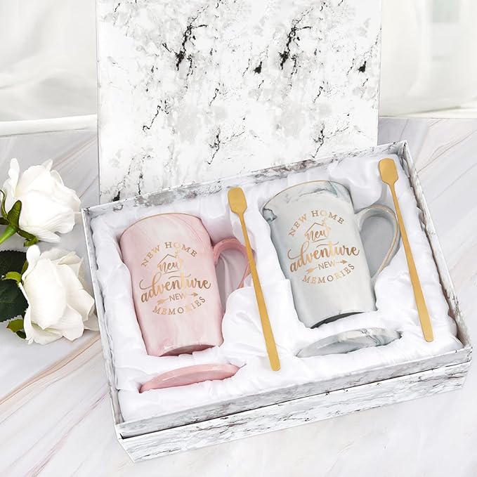 Maustic House Warming Gifts New Home, New Home Gift Ideas for Women Men Couple, Housewarming Gifts, Closing Gift for House Buyers, First Apartment Essentials, 14 Oz Pink & Gray