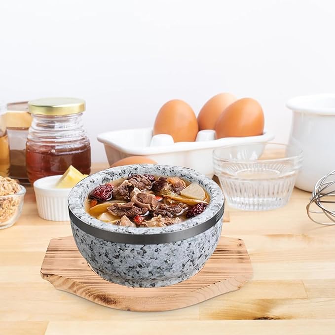 2pcs Korean Stone Bowl Trivet Wooden Trivets for Hot Dishes Hot Pot Base Wood Serving Tray Casserole Ceramic Pot Mat Cup Coasters for Home Restaurant Cooking Soup & Food (Inner Circle: 15.5cm)