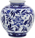 A&B Home Blue and White Porcelain Flower Vase, Ceramic Vase for Home Decor, Bedroom Living Room Console Table Accent, 9" x 9" x 9"