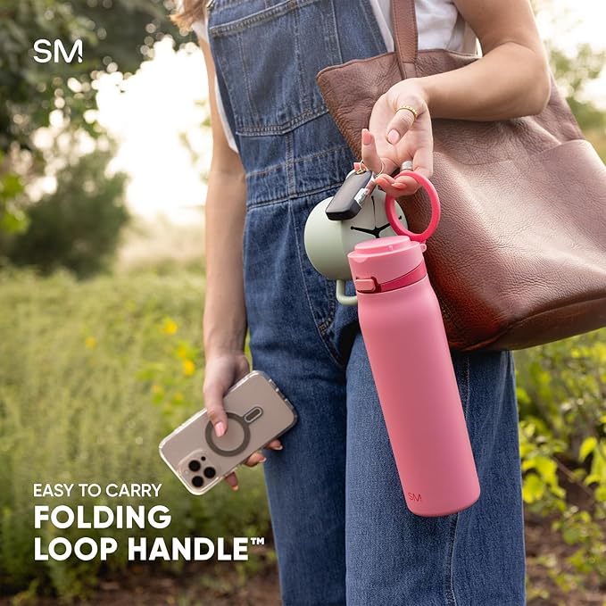Simple Modern Mesa Loop | Christmas Water Bottle with Straw | 24oz Cup Holder Friendly Insulated Stainless Steel Bottles for Travel, School | Holiday Gifts for Women Men Her Him | Winter Trees