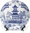 Chinoiserie Blue Asian Pagoda China Plates for Display Festival Wedding Supplies Wall Farmhouse Holiday Party Decorations Personalized Gifts for Men Women Christmas, 6", 7", 9", 10"