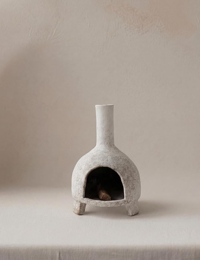 Sculptural Ceramic Incense Holder & Burner, Handmade Textured Clay with White Glaze, for Sage & Palo Santo, Rustic Natural Centerpiece for Yoga & Meditation