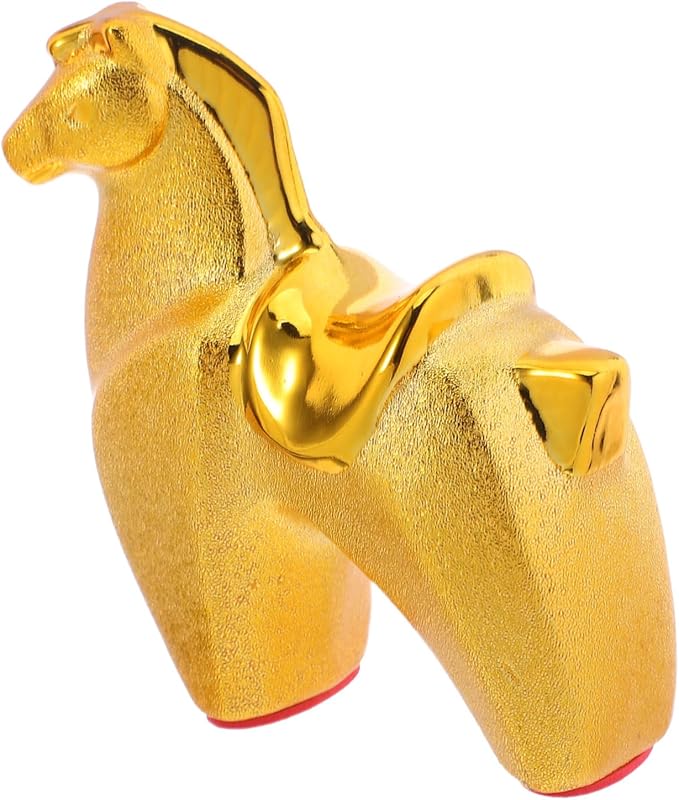 Angoily Year of Horse Ceramic Sculpture Decorative Figurine for Living Office Desk Fade-Resistant Finish Horse Statue Symbolizing Success and Ambition Small Elegant Animal Ornament