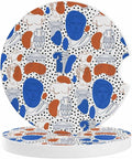 Pop Art Style Car Coasters Pack of 2 Blue Red Classical Sculptural Heads Polka Dot Absorbent Ceramic Car Cup Holder Coaster Insert Drink Holder SUV Interior Accessory with Finger Notch