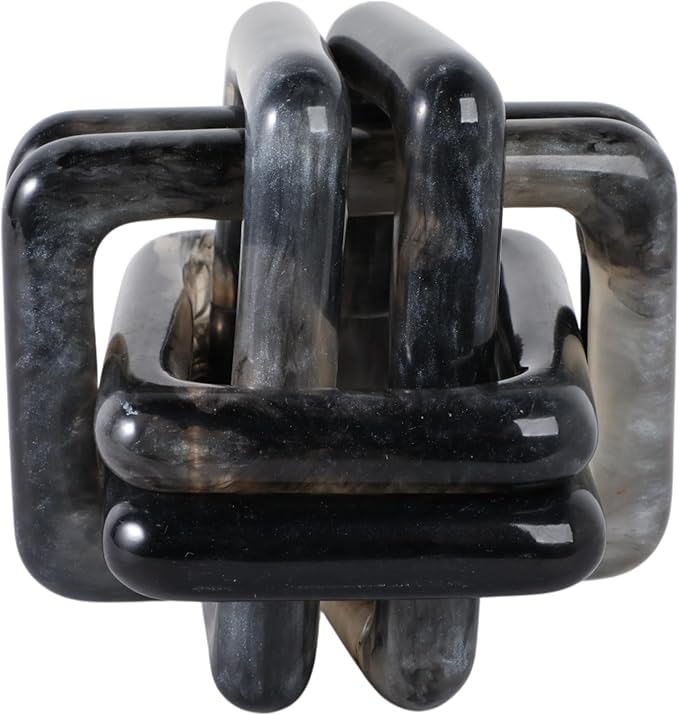 Sculpture for Home Decor and Bathroom Decor - Marble Knot Ornaments for Shelf Accents, Room Styling, and Office Design - Modern Statues Living Room Decor or Coffee Table Display - 6", Black