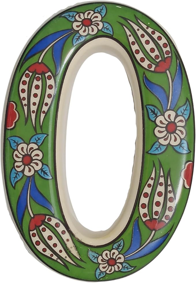 Large Ceramic Housewarming Sign Ceramic Address Plaque House Numbers Sign Door Personalized Coloured Decorative Hand Decoratede Housewarming Gifts Tulip Design 12 * 9 cm (Green, 0)