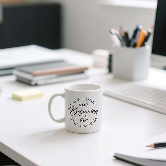 New Home Beginnings Memories Mug, House Warming Gifts New Home Ceramic Coffee Cup, Housewarming Gifts for Women Men, Homeowner Hostess Gift Coffee Tea Mugs 11 oz
