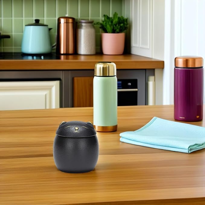 Cat Ceramic Storage Jar Mini Cartoon Cat Canister for Tea Candy Cookies and More Cute Decorative Kitchen Storage Jar for Lovers
