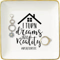 Topthink Realtor Gift - Real Estate Agent Closing Gift for Valentines Day, Birthday, Christmas - Best Broker I Turn Dreams Into Reality Ceramic Jewelry Holder Ring Dish Trinket Tray