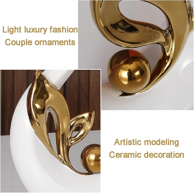 Sculptures Statues Ceramic Sculpture, Modern Decorative Abstract Sculptures, for Office Decorative Items, Decoration Living Room, Bedroom, Apartment, Green