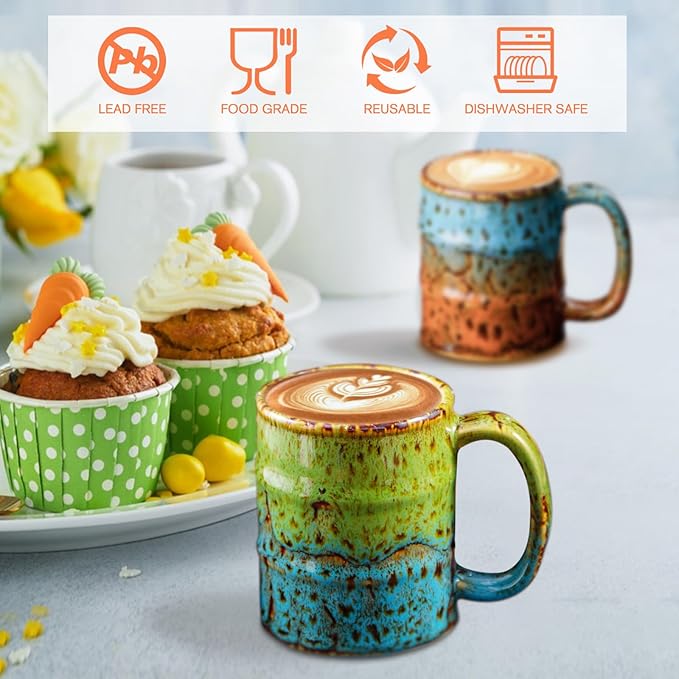 Handcrafted Ceramic Espresso Cups Set of 6, 5 oz - Kiln Glazed Small Coffee Cups for Espresso, Cortado, Mulled Wine & After-Dinner Drinks, Mini Demitasse Cup
