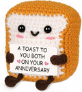 Best Anniversary Romantic Gifts for Men Women,to My Love Handmade Crochet Toast Present with Anniversary Card, Cute Present for Boyfriend Girlfriend Decorations