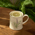 Artisanal Handcrafted Ceramic Mug with Sage Botanical Design - 10oz Off-White Stoneware Coffee Cup, Elegant Purple Sage Pattern, Dishwasher Safe, Comfort Grip Handle for Daily Use