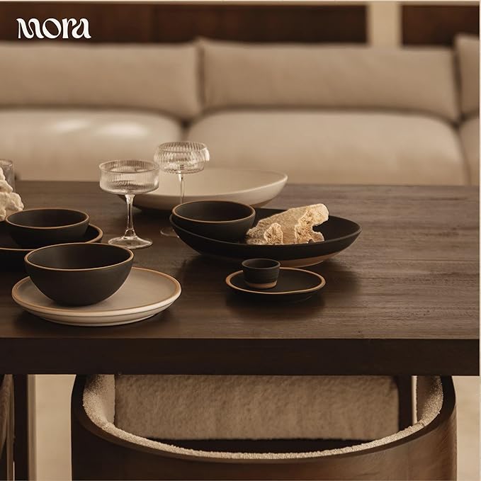 Mora Nano Ramekins Set of 4, 2oz Ceramic Pottery Sauce Cups - Microwave, Oven and Dishwasher Safe - Liquorice