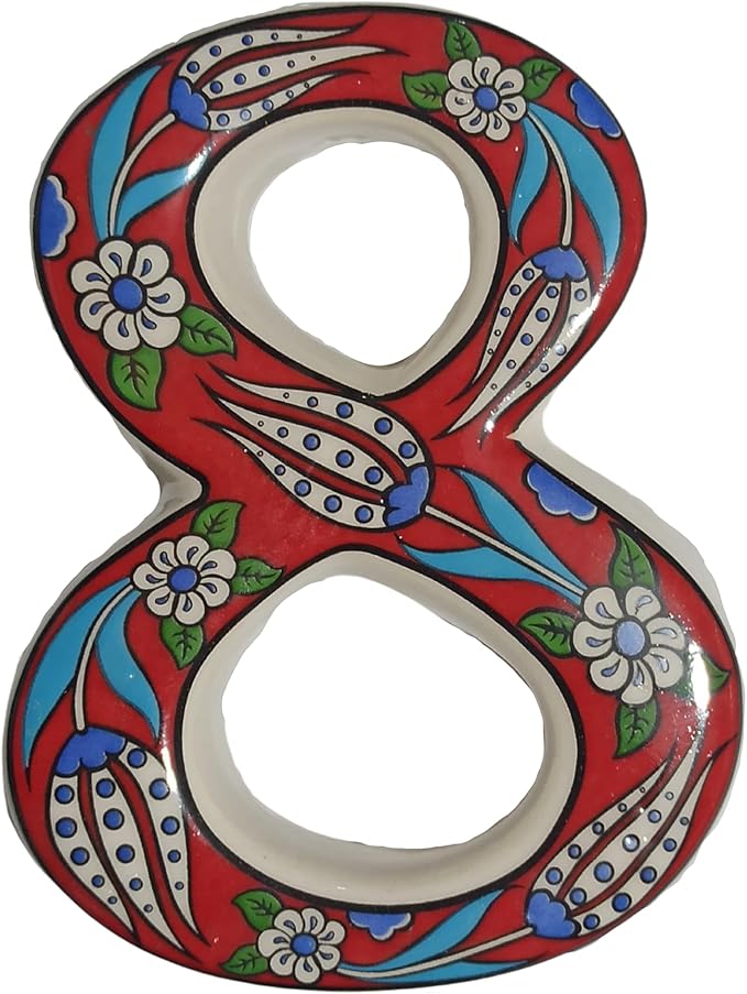 Large Ceramic Housewarming Sign Ceramic Address Plaque House Numbers Sign Door Personalized Coloured Decorative Hand Decoratede Housewarming Gifts Tulip Design 12 * 9 cm (Red, 8)