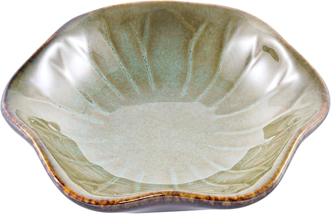 Vintage-Inspired Ceramic Jewelry Dish – Handcrafted Floral Trinket Trays in Luxe Glazed Porcelain | Antique-Style Ring Holders for Vanity & Dresser Décor (1, Kiln transformed lotus, retro green)