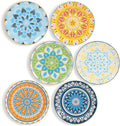 Dessert Plate Set of 6-8 Inch Ceramic Salad and Appetizer Plates - Vibrant Mix-and-Match Colors - Dishwasher and Microwave Safe