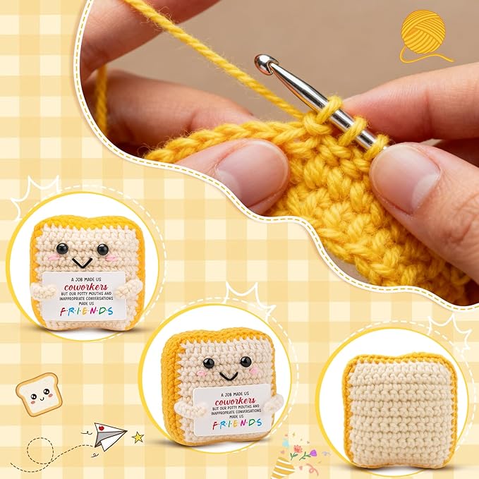 MAMAGIFTREE Funny Coworker Leaving Gifts for Women Men - Crochet Toast for Work Bestie, Friends - Unique Farewell, Going Away, Birthday Gift for Colleague, Office Friends
