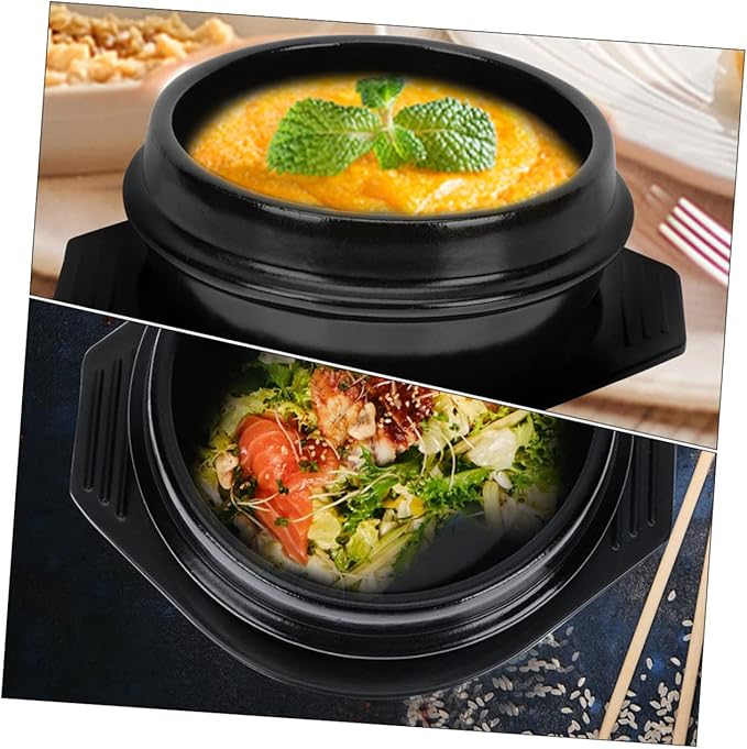 Korean Stone Pot Ceramic Cooking Pot Stew Korean Style Heat Insulated Tray for Soup Noodles