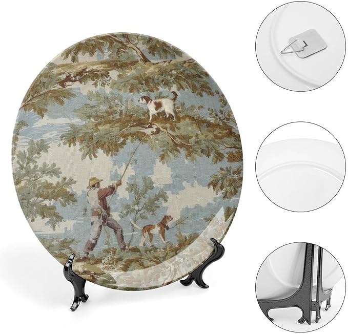 Vintage Plates Farmhouse Country Village Personalized Decor for Office Household Housewarming Gifts Farmhouse Chinese Plates Including Bracket And Special Hook, Multi Sizes, Gifts for Men Women