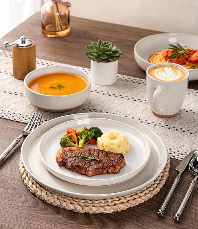 AmorArc Ceramic Appetizer Plates Set of 6, 8.25 Inch Handmade Stoneware Plates set for Dessert, Salad, Appetizer, Dinner, Microwave & Dishwasher Safe, Scratch Resistant