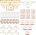 42 Pcs 6 Sets Wedding Favors Bridesmaid Proposal Gifts Maid of Honor Ceramic Coffee Cups Cosmetic Makeup Bags Invited Cards Scrunchies Knotted Bracelets Jewelry Bags Hair Claw Clips(Champagne)