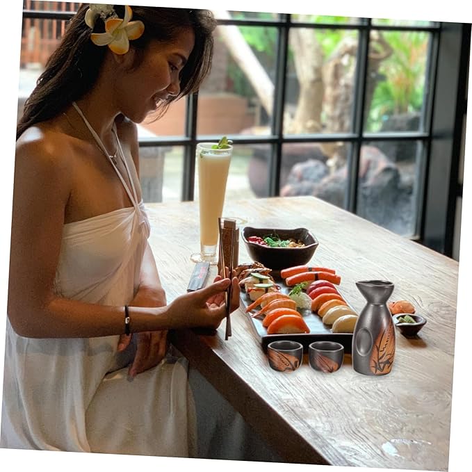 1 Set Japanese Sake Set Porcelain Sake Pot Traditional Ceramic Cups Elegant Rice Wine Cup Dining Table and Enjoyment