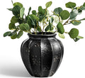 LE TAUCI 9" Ceramic Vase, Artisan Large Black Ceramic Vase for Modern Home Decor, Substantial & Stable, Handcrafted Flower Vase, Living Room & Dining Room Table Centerpiece, Distressed Iron Black