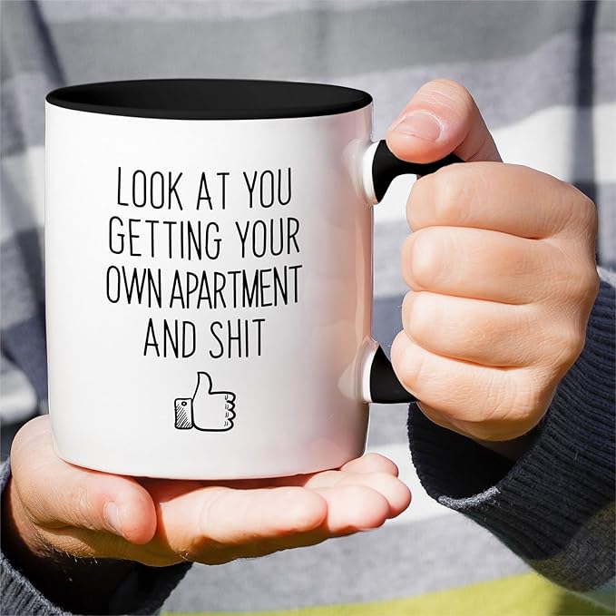 Retreez Funny Mug - Look At You Getting Your Own Apartment Homeowner Housewarming 11 Oz Ceramic Coffee Mugs - Funny, Sarcasm, Sarcastic, birthday gifts - White Mug with Black Handle and Inner