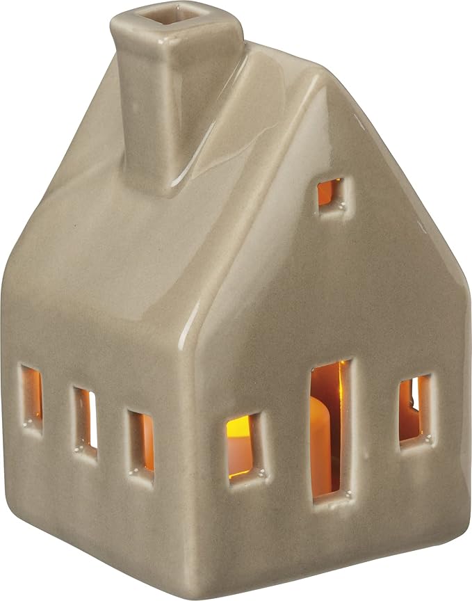 Primitives by Kathy Set of 3 Small House Shaped Stoneware Candle Holders