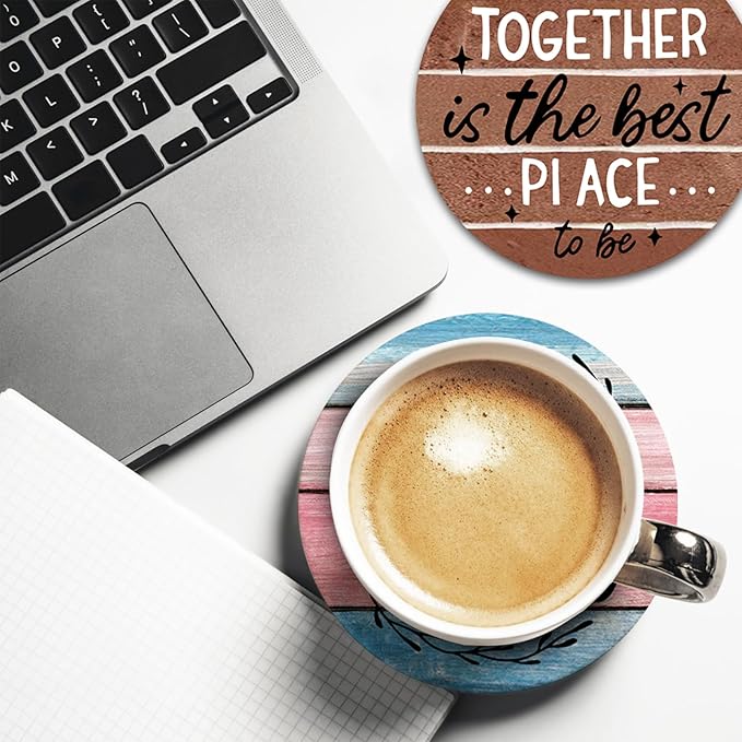 Housewarming Gifts for New Home Ceramic Coasters with Holder Set of 6, Inspirational Home Sweet Home Absorbent Drink Cup Mat for Coffee Table Protection, 4'' Farmhouse Family Kitchen Decor