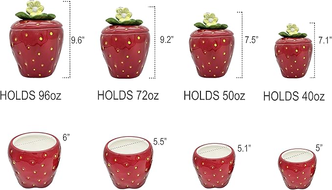 ACK Tuscany Strawberry Shaped, Set of 4 Canisters, 83501
