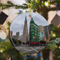 California San Francisco Cityscape USA America Christmas Ornaments for Tree Ceramic Pendant Double Sided Ornament Decor Xmas Gifts Porcelain Hanging Travel Souvenirs Birthday Gift for Family Son
