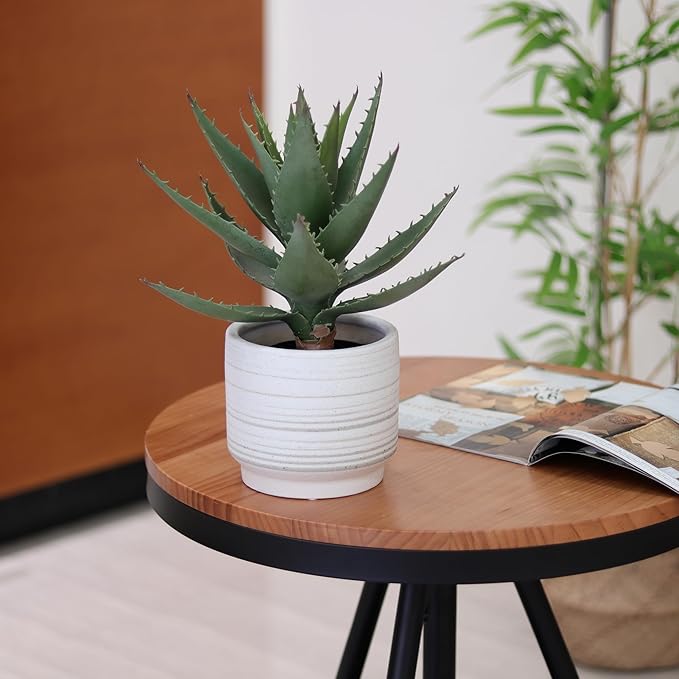 Ceramic Plant Pot 6 Inch Planter with Drainage Hole & Mesh Pad for Indoor Plant Pots Outdoor Plants Modern Plant Pot -Cylinder Round Ceramic Pots for Plants Succulent/Herbs/Violets