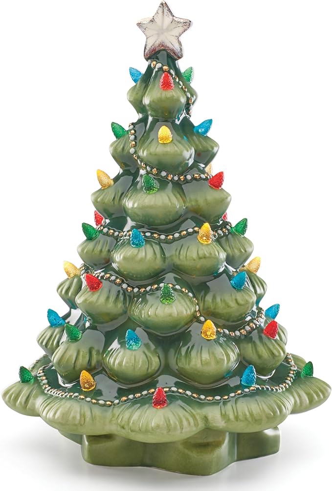 Lenox 890573 Treasured Traditions Green Light-Up Tree Figurine, Christmas & Holiday Decor