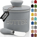 PriorityChef Butter Crock with Lid with Water Line,Ceramic French Butter Dish to Leave On Counter, Nimbus Cloud