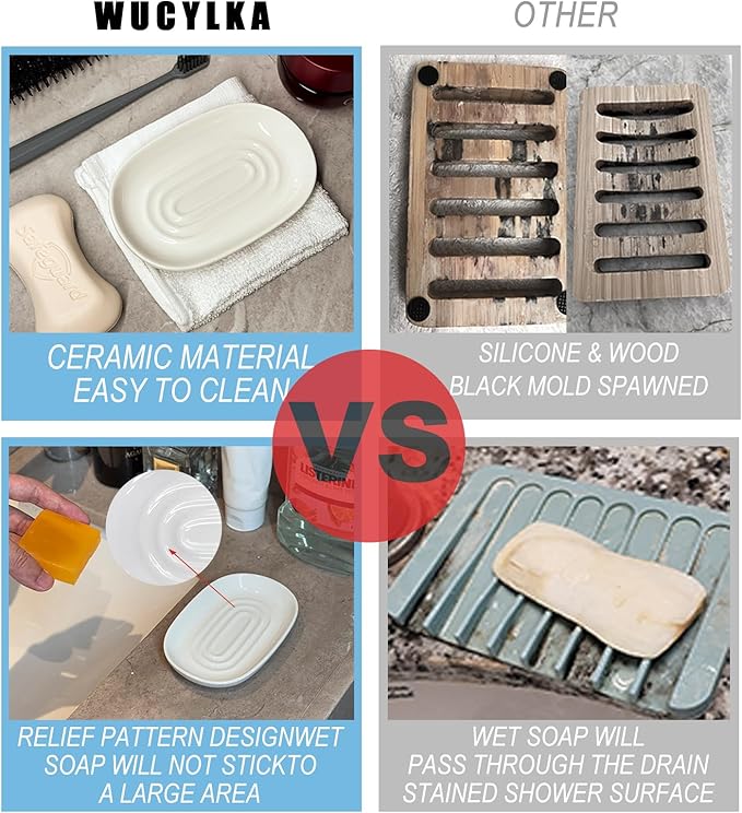 Soap Dish, Ceramic Soap Dish with Marble PatternShower, Soap Saver Tray for Bathroom, Kitchen Sink & Vanity, Multi-Use Holder for Jewelry, Rings, Keys (1 Pack, Green-White)