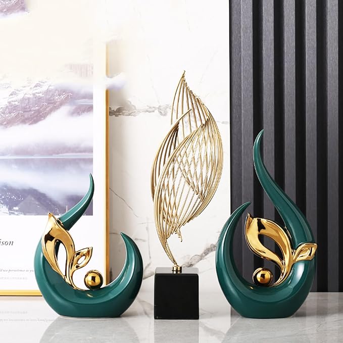 Sculptures Statues Ceramic Sculpture, Modern Decorative Abstract Sculptures, for Office Decorative Items, Decoration Living Room, Bedroom, Apartment, Green