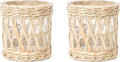 Rustic Cattail Woven Tea Light Holder, Seagrass Glass Candle Holder, Table Candle Holder Decor, Vintage Candlestick Holders, Wicker Tea Light Holder, Farmhouse/Home Decor (Original Color - 2 Pack)