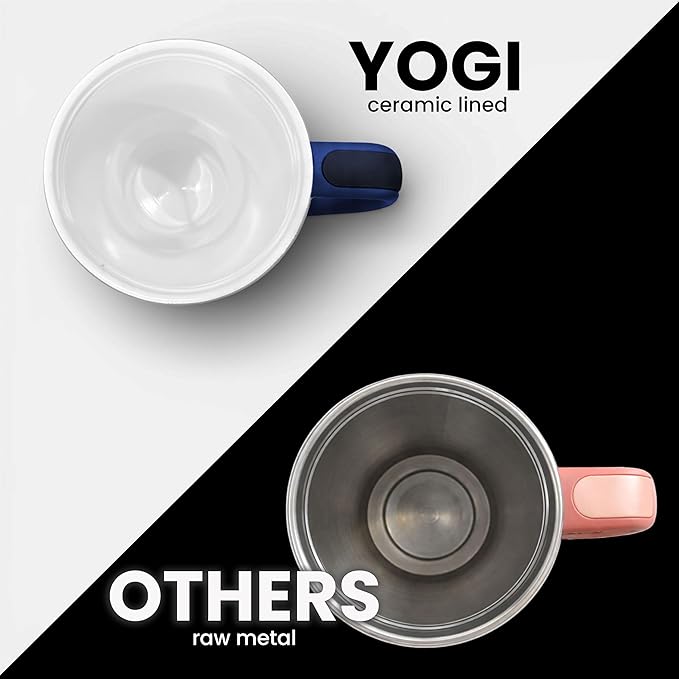 YOGI Ceramic Lined Metal Allergy Safe 40oz Tumbler with Handle and Straw Leakproof Flip & Sip Lid Vacuum Insulated Stainless Steel Travel Cup for Iced Coffee Water and All-Day Hydration 40oz Peonypink