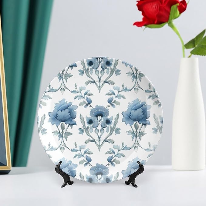 Mughal Flower in Monsoon Fashion Plates of 6", 7", 9", 10", Customize Hand-Painted Ceramic Decorative Plates, Office Home Decorations Art Decoration, Including Bracket And Special Hook