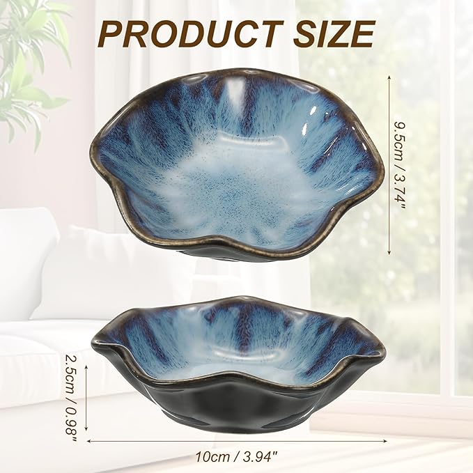 uxcell Candle Holder Plates, 4 Inch Ceramic Candle Tray Tealight Incense Holder Dish Candlestick for Tea Light Aromatherapy Wedding Rustic Vintage Home Decor, Lotus Leaf Dark Blue