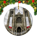 California San Francisco Cathedral USA America Christmas Ornaments Ceramic Round Hanging Pendant Xmas Decor City Travel Souvenirs 3" Porcelain Double Sided
